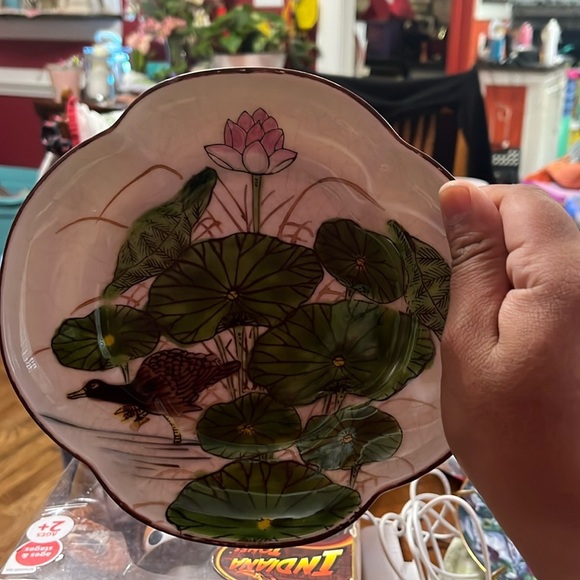 Vintage FITZ & FLOYD Porcelain Dish Plate Waterlilies & Bird Japan - Picture 2 of 6